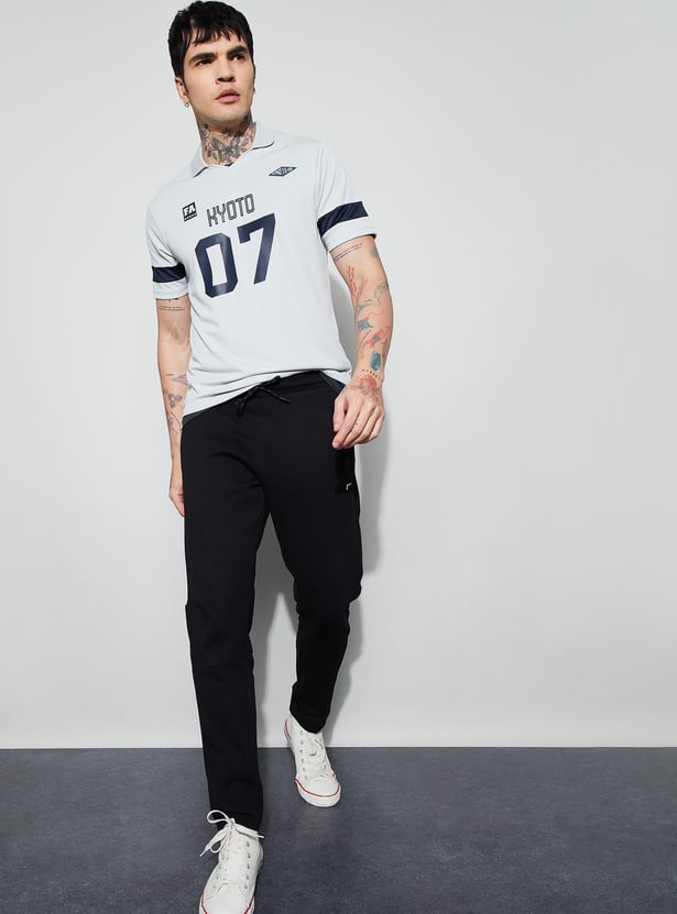 FAME FOREVER ACTIVE Printed Johnny Collar T-shirt