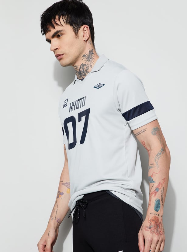 FAME FOREVER ACTIVE Printed Johnny Collar T-shirt