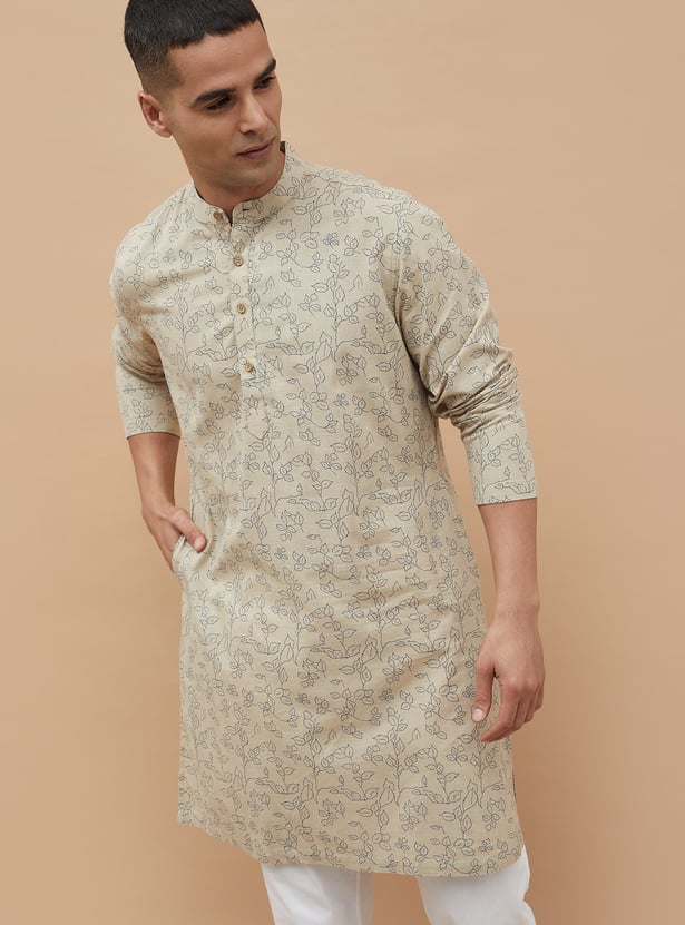 MELANGE Leaf Print Straight Kurta