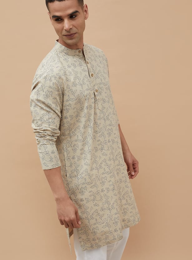 MELANGE Leaf Print Straight Kurta