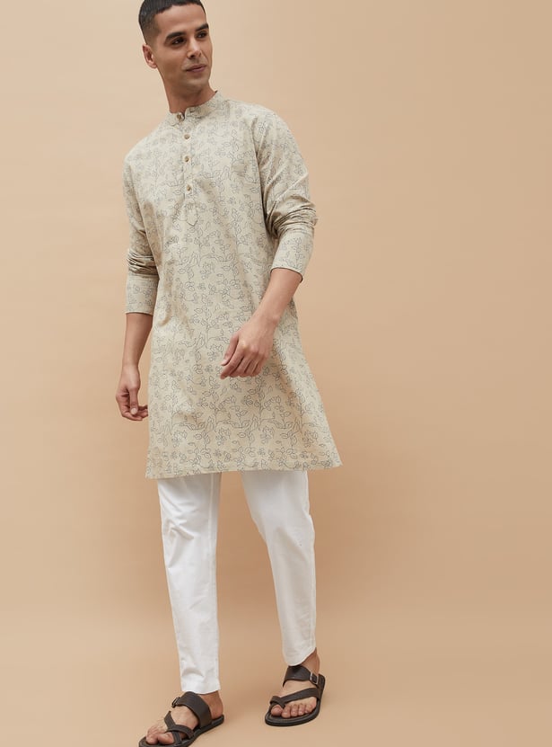 MELANGE Leaf Print Straight Kurta