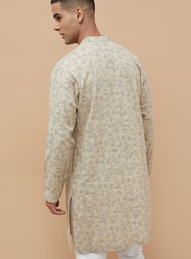 MELANGE Leaf Print Straight Kurta