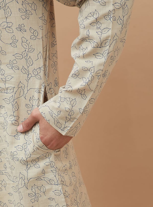 MELANGE Leaf Print Straight Kurta