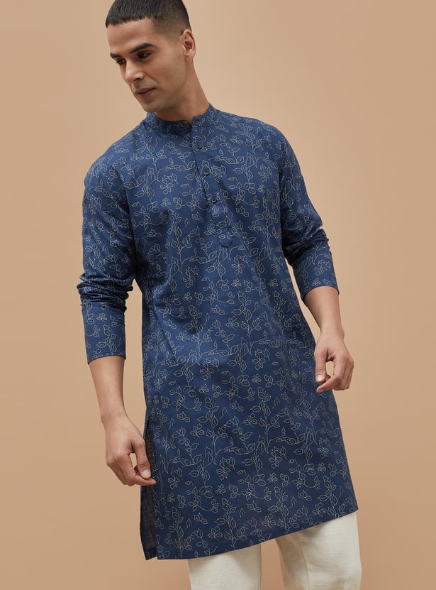MELANGE Leaf Print Straight Kurta