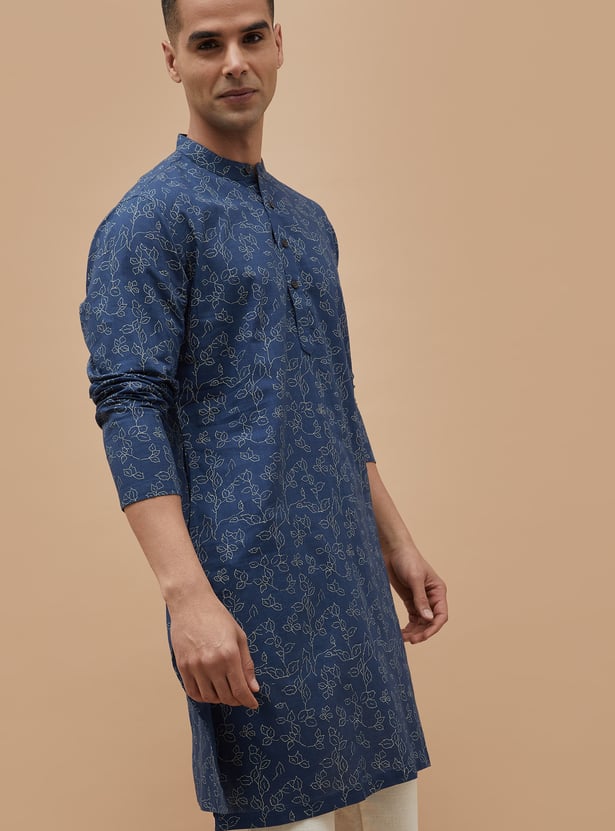 MELANGE Leaf Print Straight Kurta