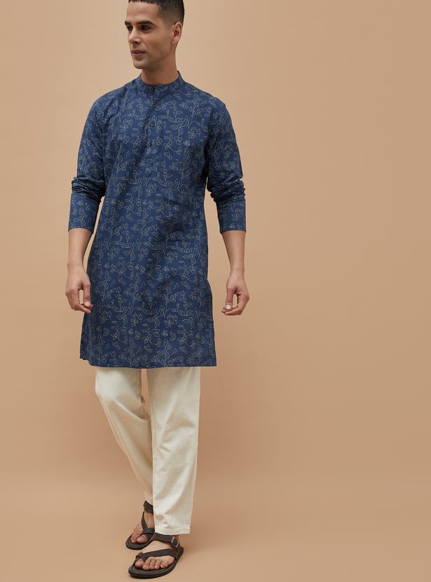 MELANGE Leaf Print Straight Kurta