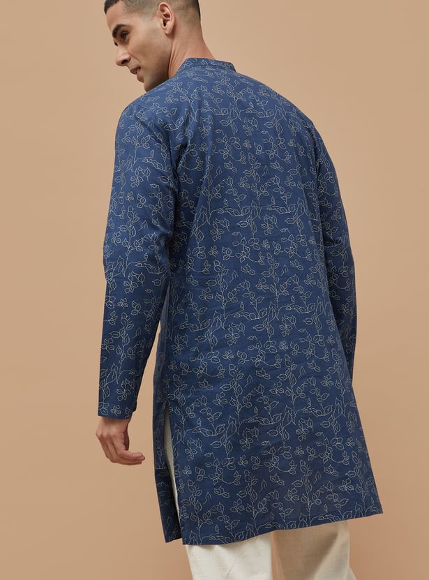 MELANGE Leaf Print Straight Kurta