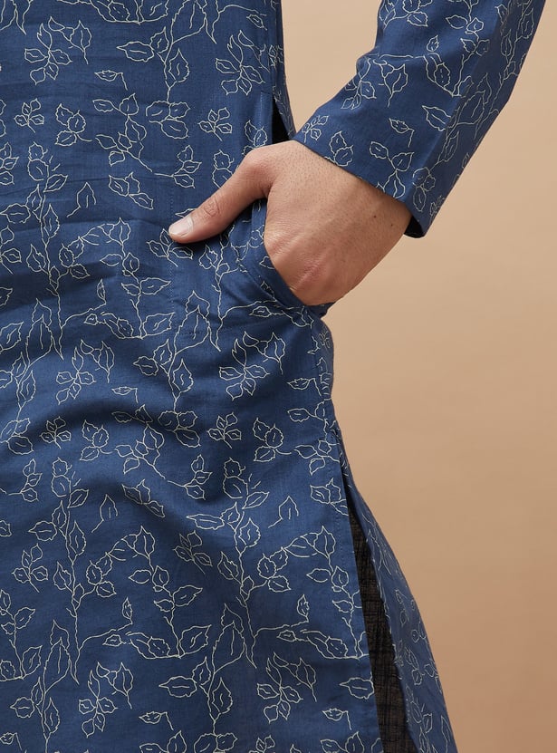 MELANGE Leaf Print Straight Kurta