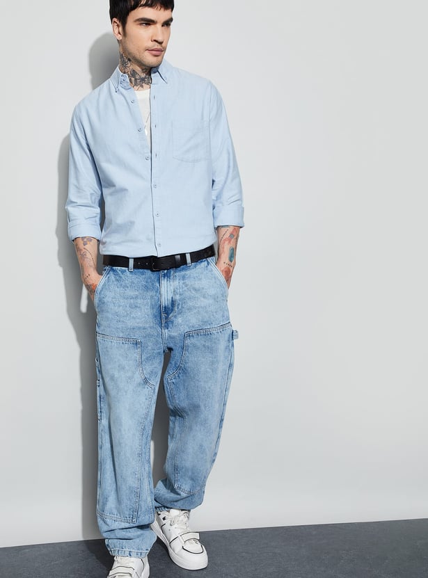 FAME FOREVER Solid Smart Fit Shirt