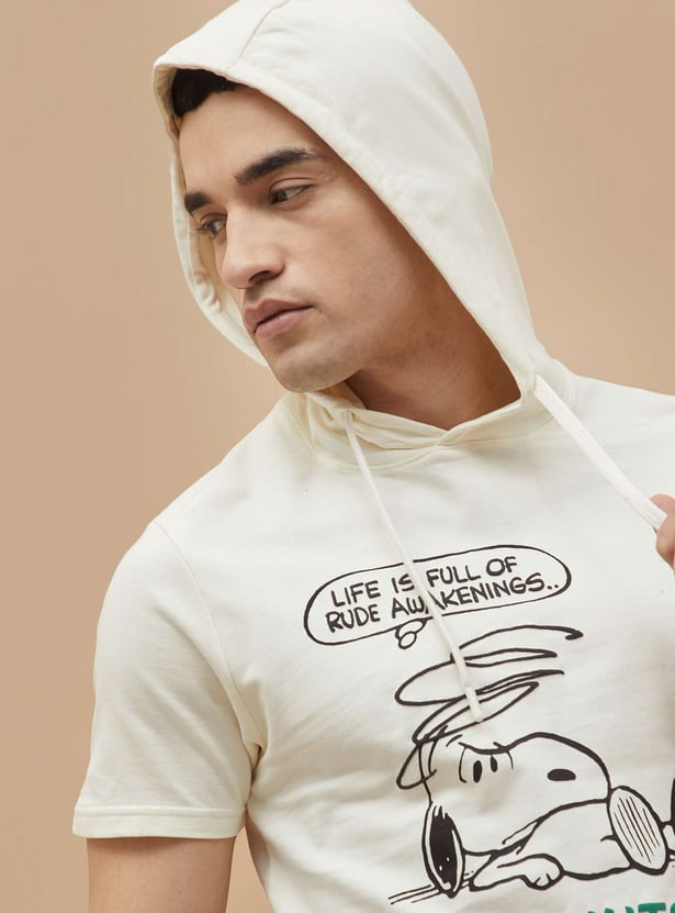 FAME FOREVER Peanuts Print Hooded T-shirt