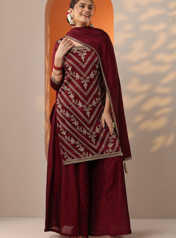 LIBAS Embroidered Kurta Palazzo Set