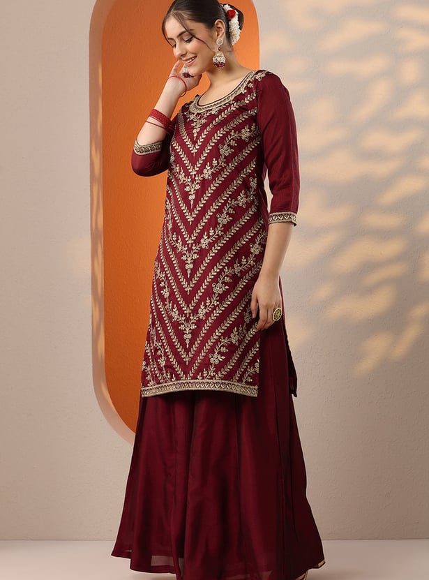 LIBAS Embroidered Kurta Palazzo Set
