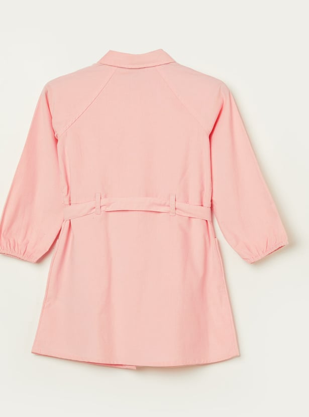 FAME FOREVER Girls Ribbed Shirt Dress