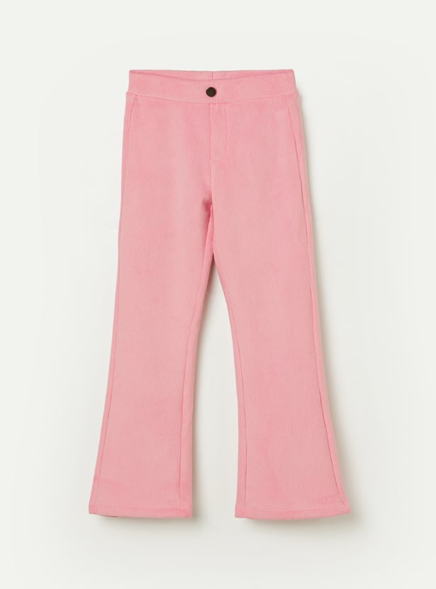 FAME FOREVER Girls Textured Bootcut Track Pants