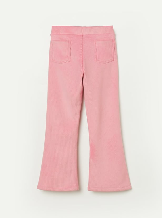 FAME FOREVER Girls Textured Bootcut Track Pants