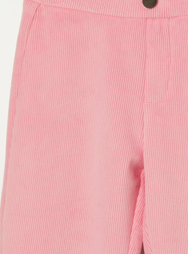 FAME FOREVER Girls Textured Bootcut Track Pants