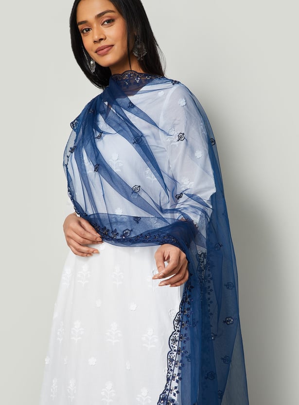 MELANGE Sequinned Mesh Dupatta
