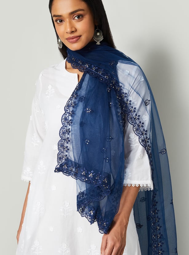 MELANGE Sequinned Mesh Dupatta