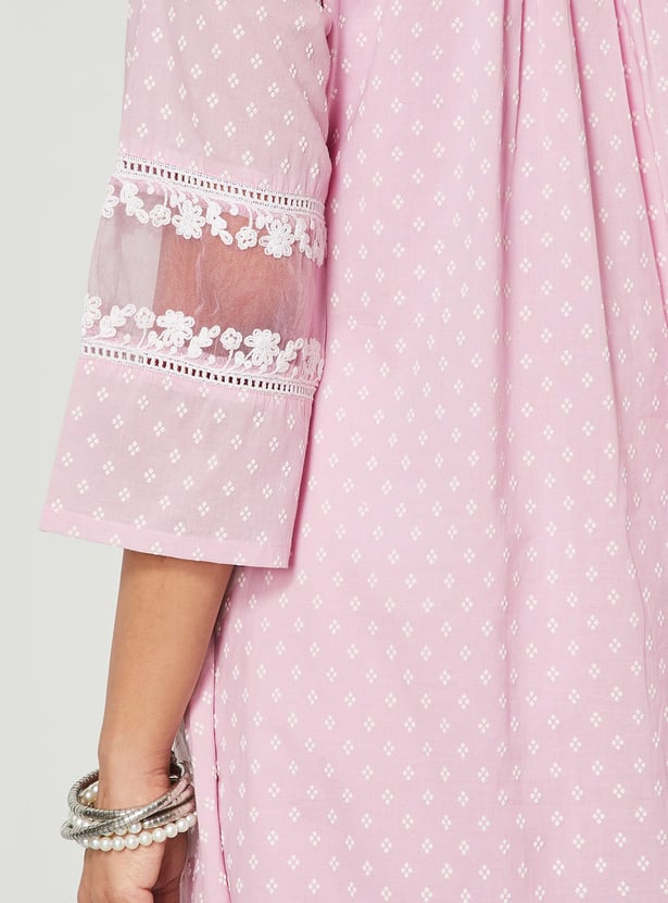 MELANGE Embroidered Yoke Flared Kurta Set