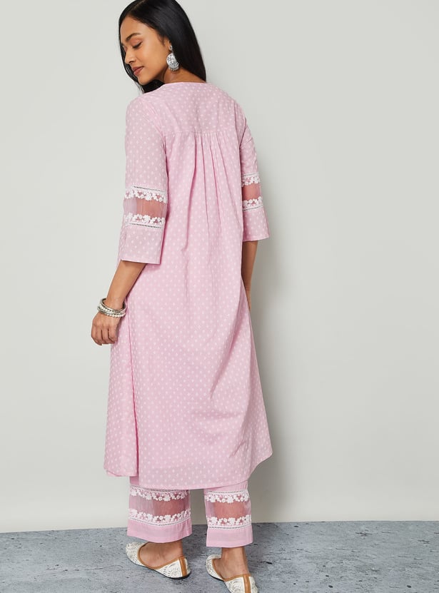 MELANGE Embroidered Yoke Flared Kurta Set