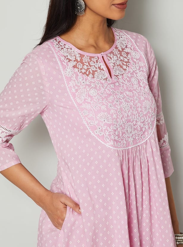 MELANGE Embroidered Yoke Flared Kurta Set