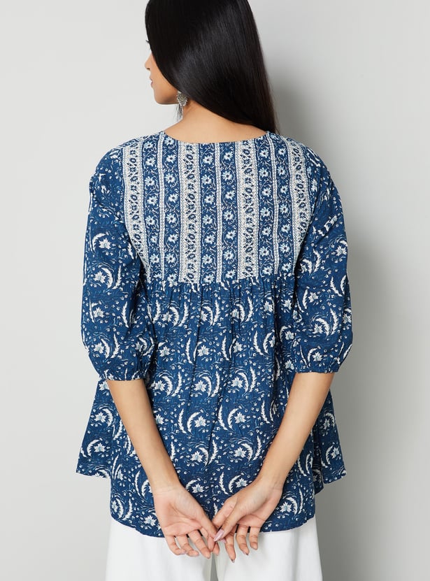 MELANGE Floral Print Top