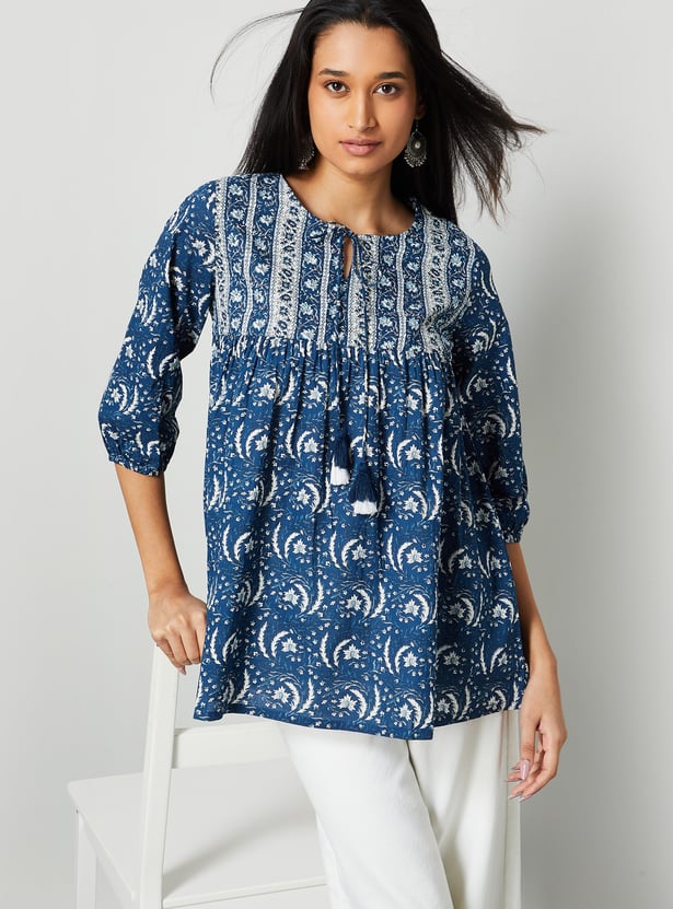 MELANGE Floral Print Top