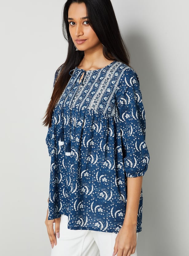 MELANGE Floral Print Top