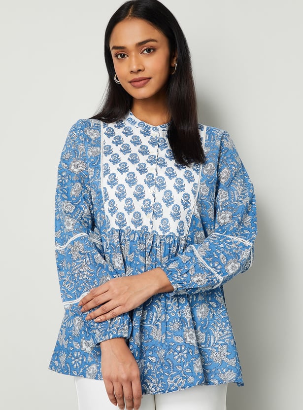 MELANGE Floral Print A-line Top