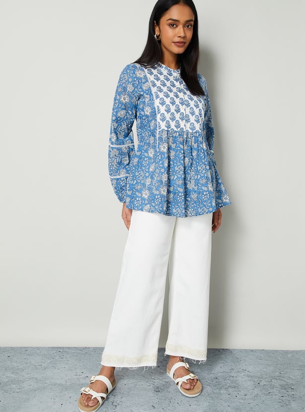 MELANGE Floral Print A-line Top