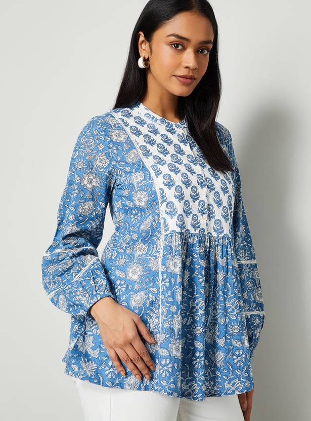 MELANGE Floral Print A-line Top