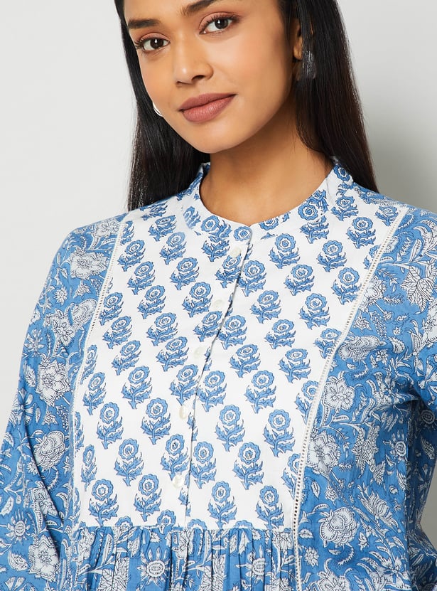 MELANGE Floral Print A-line Top