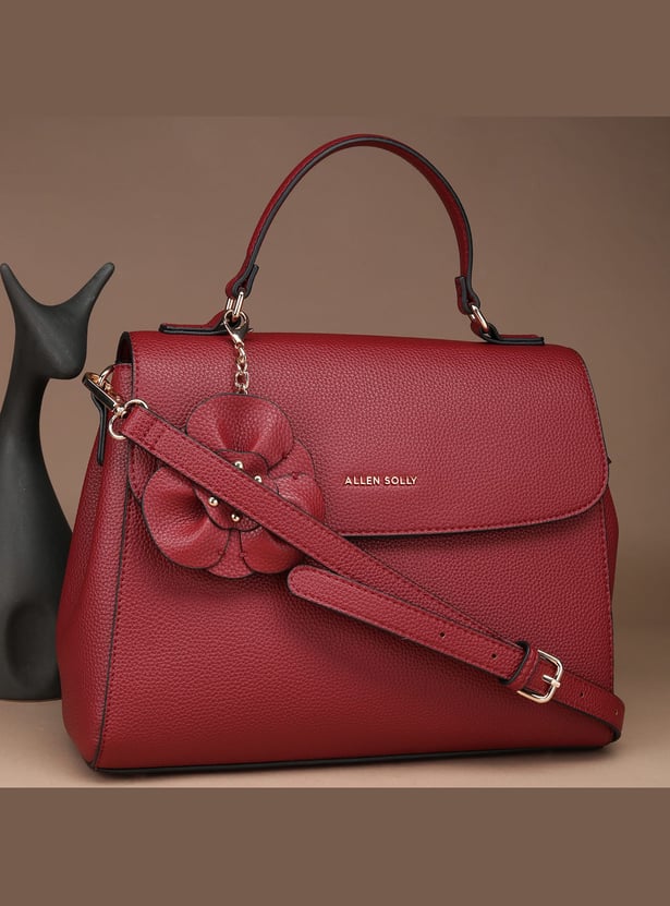 ALLEN SOLLY Handheld Bag with Floral Charm
