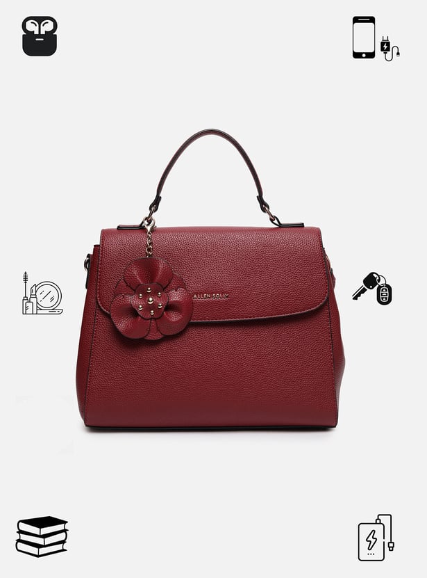 ALLEN SOLLY Handheld Bag with Floral Charm