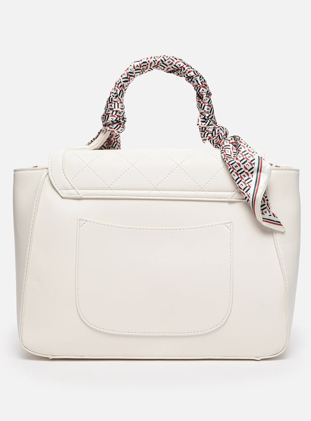 ALLEN SOLLY Handheld Bag with Printed Scarf Detail