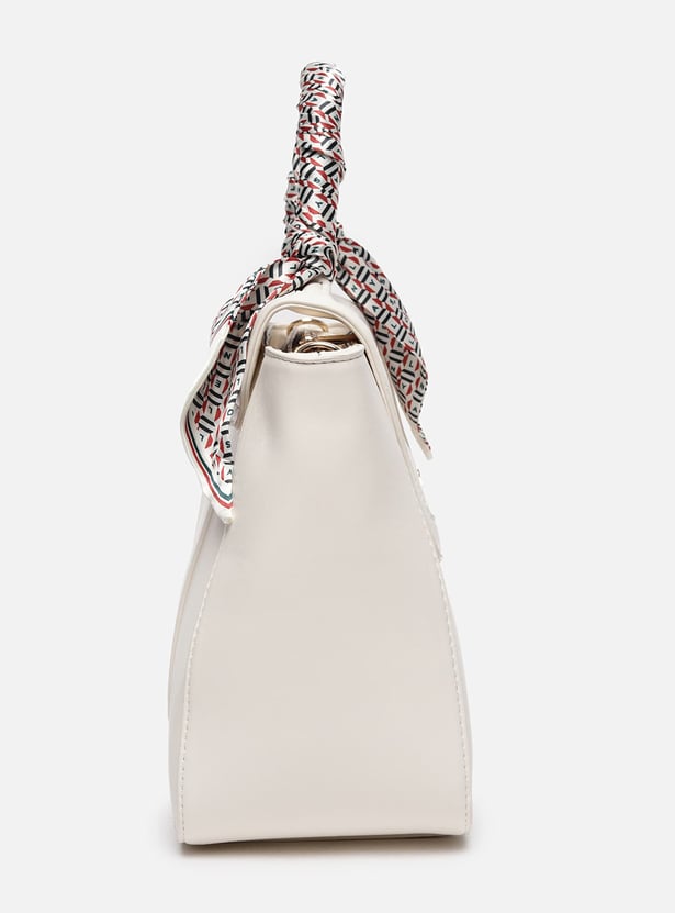 ALLEN SOLLY Handheld Bag with Printed Scarf Detail