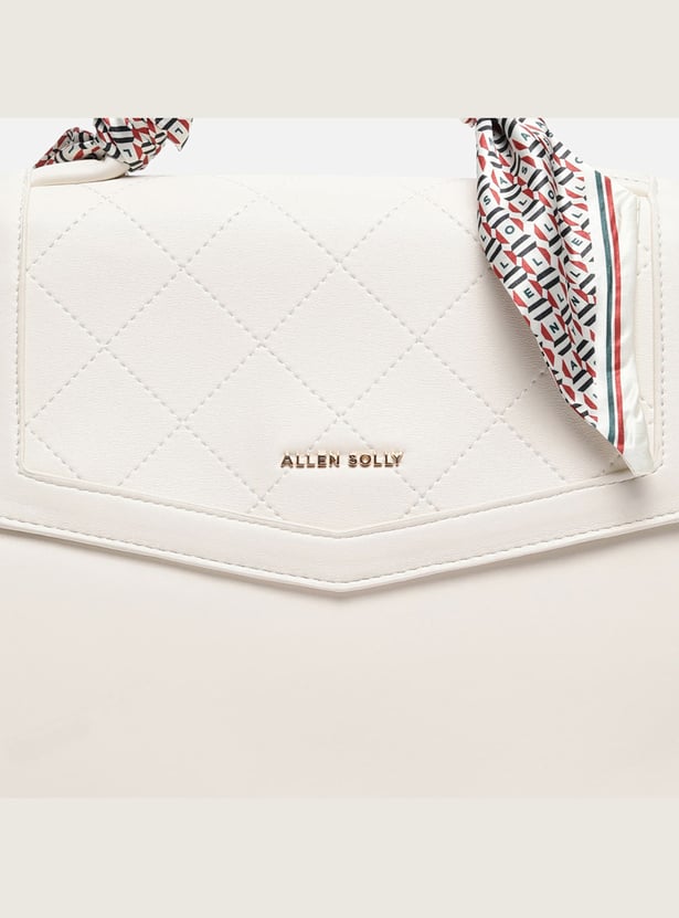 ALLEN SOLLY Handheld Bag with Printed Scarf Detail