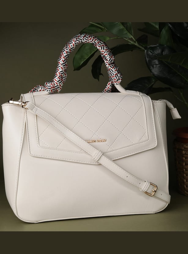 ALLEN SOLLY Handheld Bag with Printed Scarf Detail
