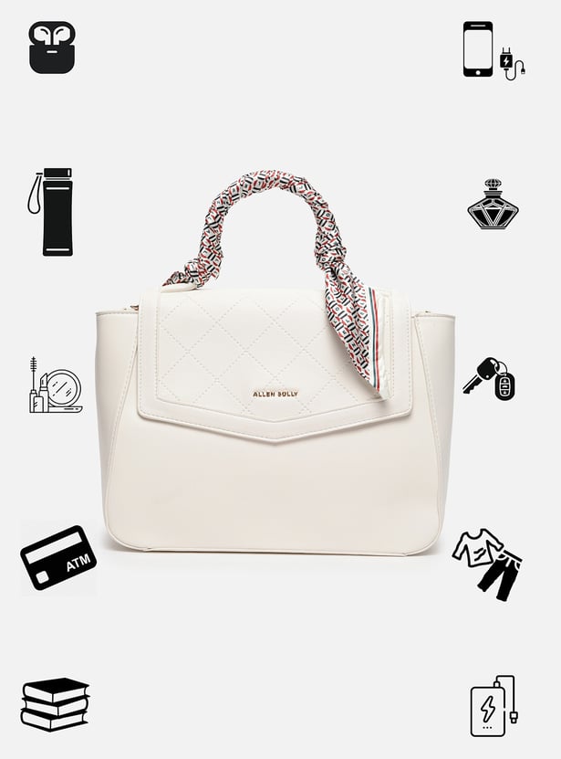 ALLEN SOLLY Handheld Bag with Printed Scarf Detail