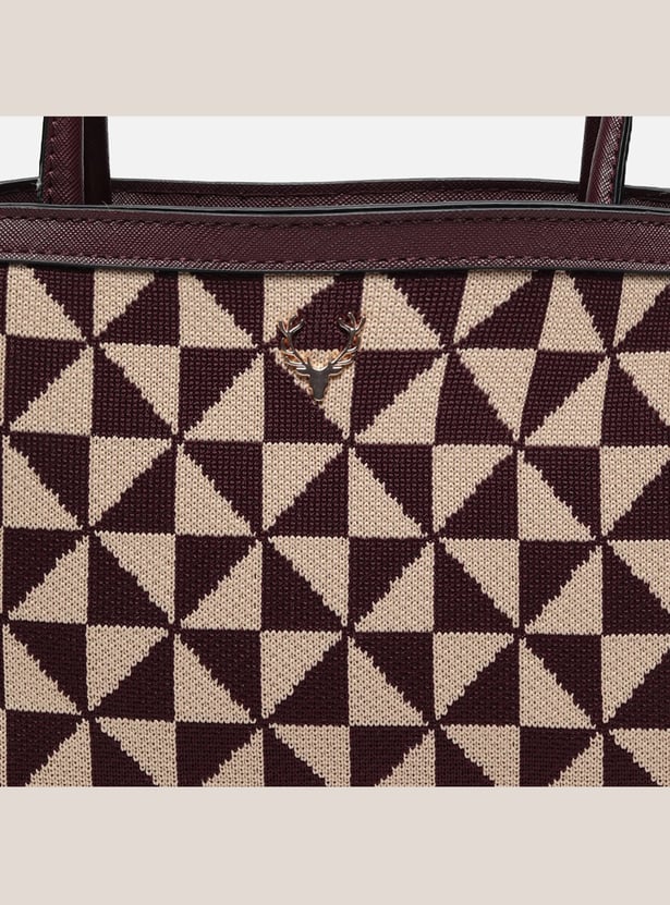 ALLEN SOLLY Geometric Knit Shoulder Bag
