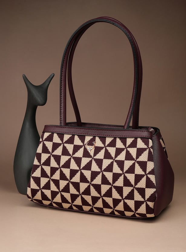 ALLEN SOLLY Geometric Knit Shoulder Bag