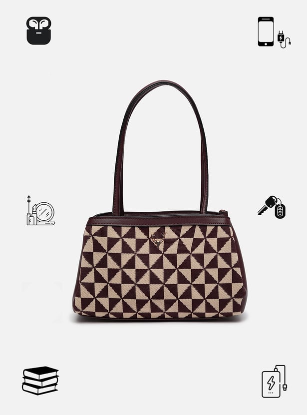 ALLEN SOLLY Geometric Knit Shoulder Bag