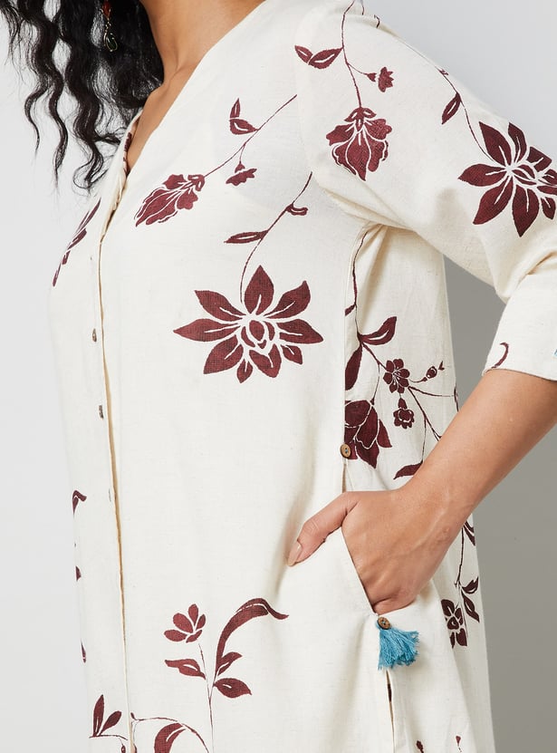 MELANGE Floral Print Straight Kurta Set