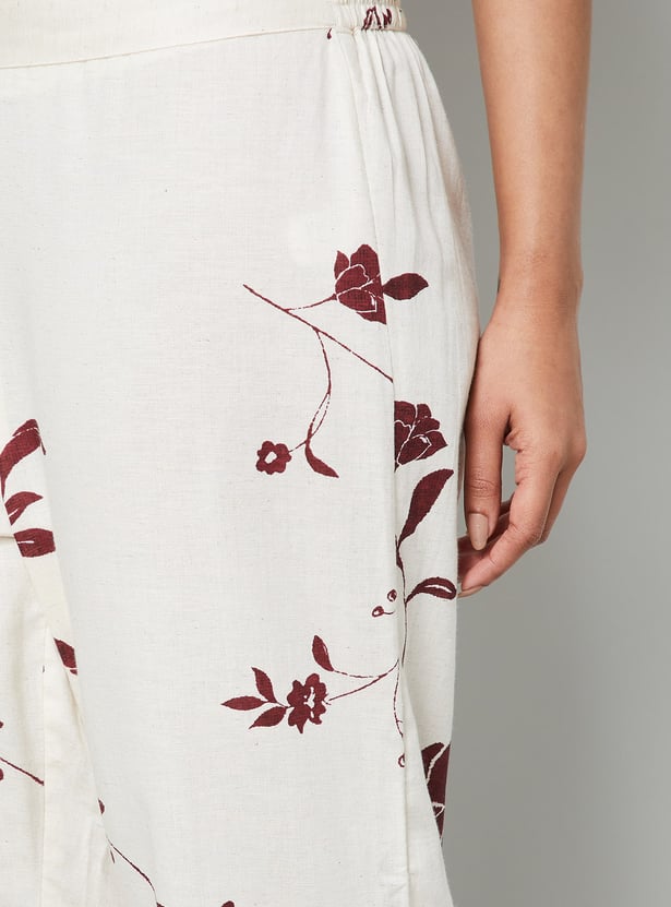 MELANGE Floral Print Straight Kurta Set