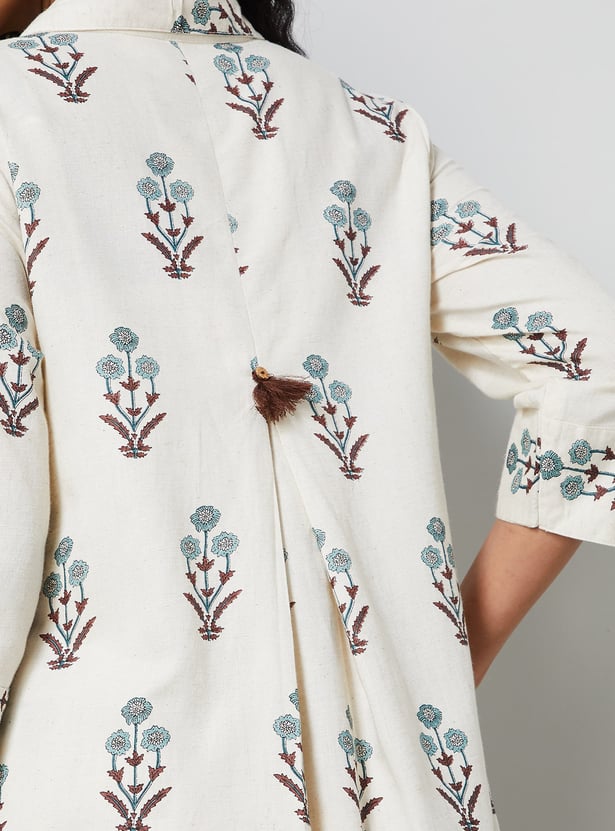 MELANGE Floral Motif High Low Hem Kurta Set