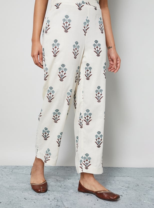 MELANGE Floral Motif High Low Hem Kurta Set