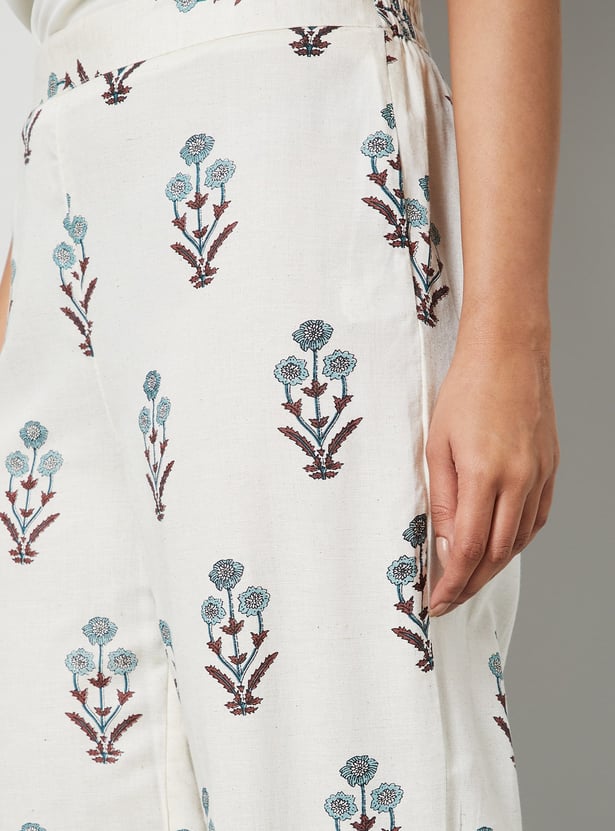 MELANGE Floral Motif High Low Hem Kurta Set