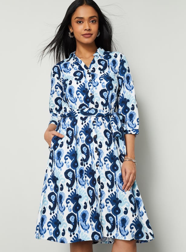 COLOUR ME Paisley Print Shirt Dress