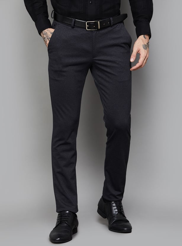 LOUIS PHILIPPE Textured Slim Tapered Formal Trouser