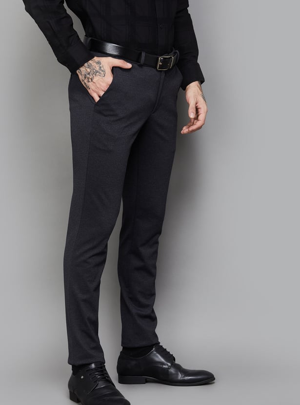 LOUIS PHILIPPE Textured Slim Tapered Formal Trouser